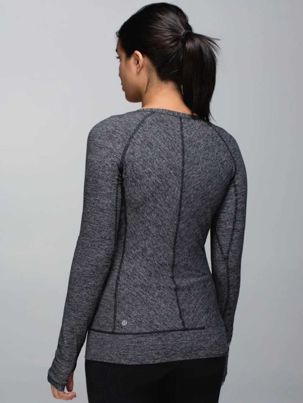 Lululemon Race Your Pace Long Sleeve Wee Stripe Black Heathered Black Size 2